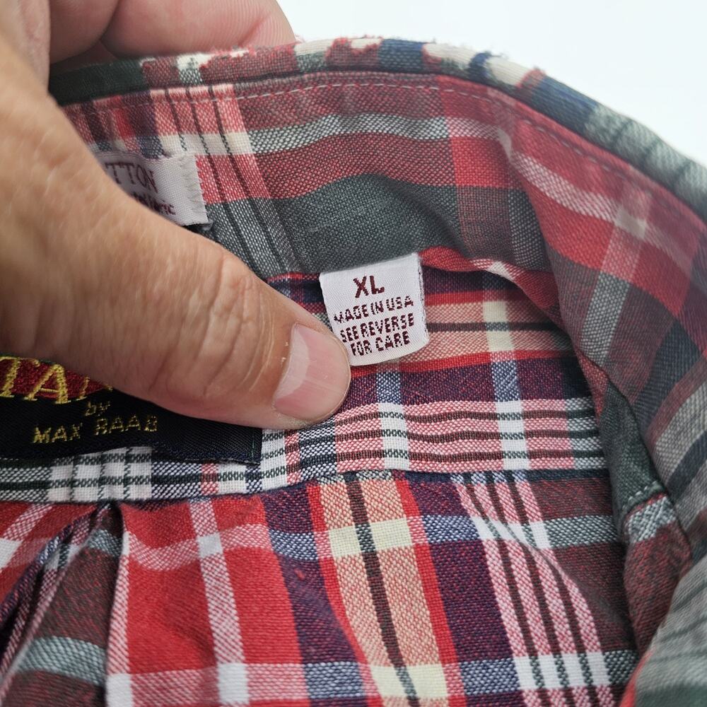 Tango By Max Raab Red Plaid Button Down Mens L/S Shirt XL - Picture 3 of 9